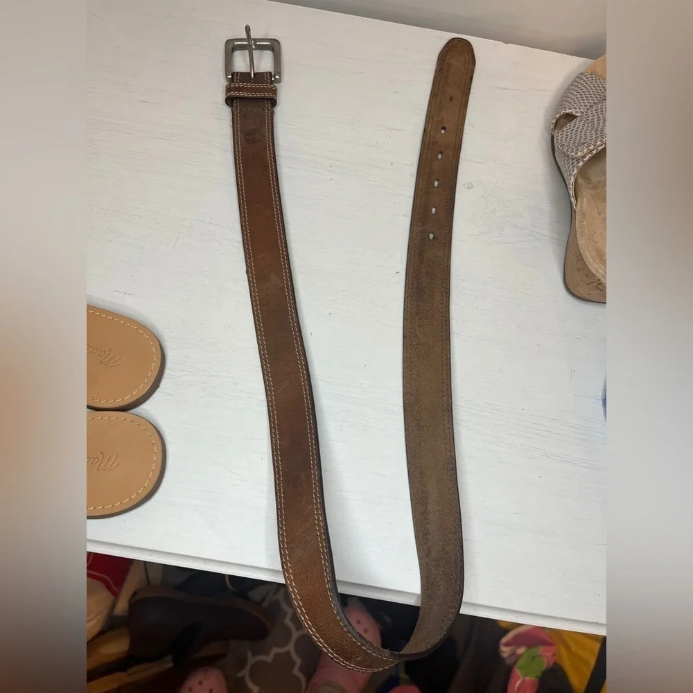 Timberland Genuine Brown Leather Belt Size 32